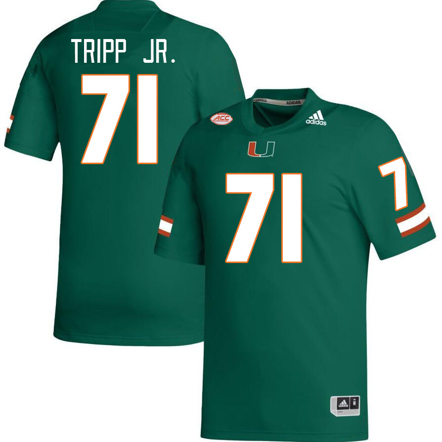 Men #71 Antonio Tripp Jr. Miami Hurricanes College Football Jerseys Stitched-Green - Click Image to Close